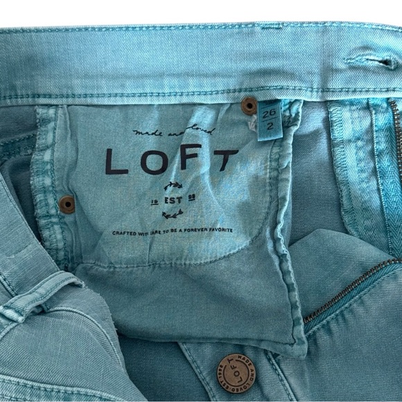 LOFT Size 26/2 Dusty Teal Modern Skinny Mid-Rise 5 Pocket Jeans NWOT - Picture 6 of 7